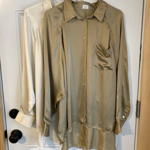 Aritzia - silk button up blouse, size M